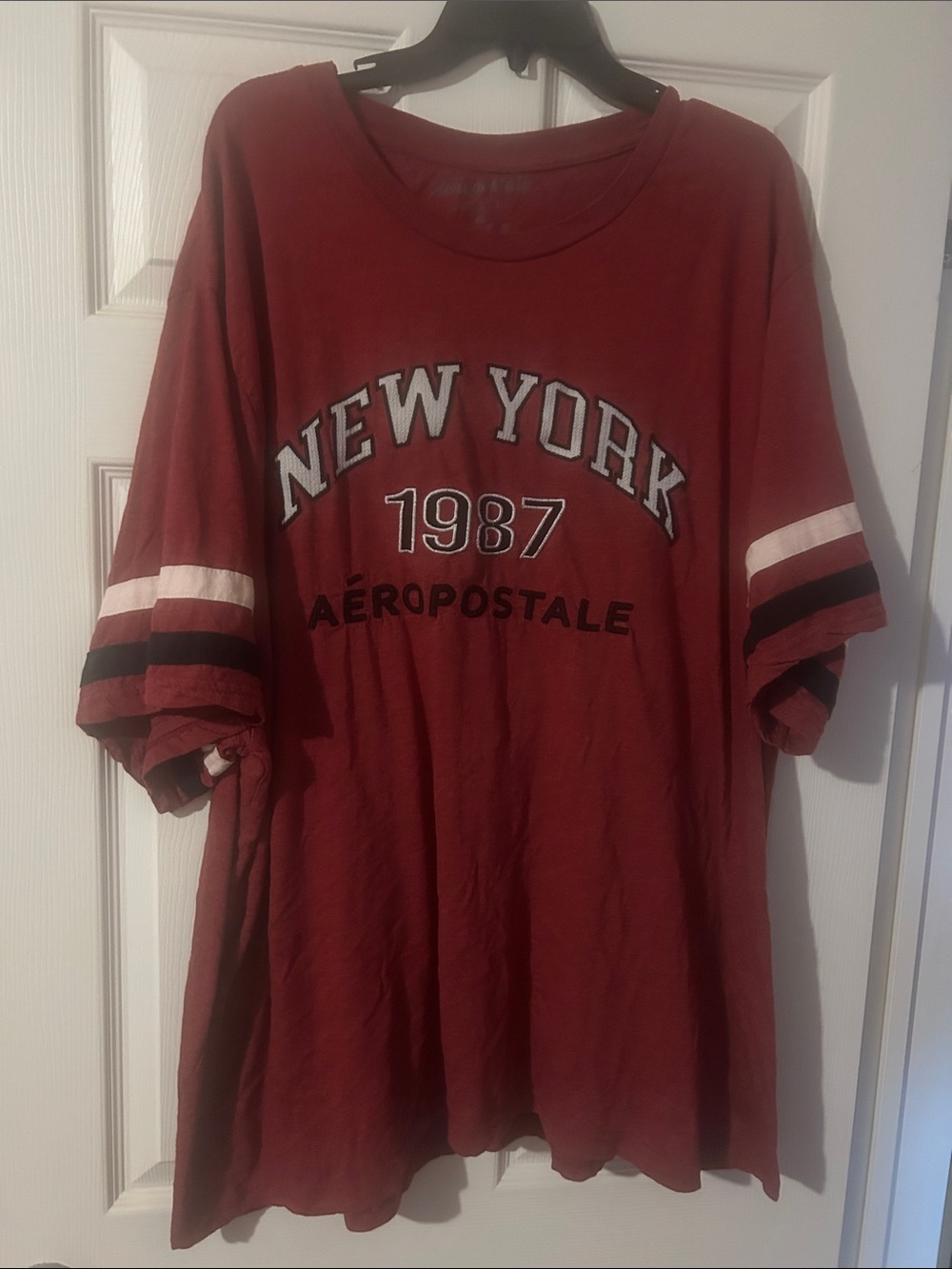 y2K Aeropostale Men's Maroon 'New York 1987' Graphic Tee size 4Xl